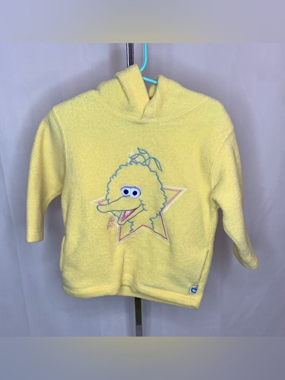 Vintage Sesame Street Big Bird Fleece Pullover Sz 24 Months Retro Yellow Hoodie